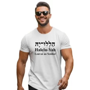 Camiseta branca Aleluia Hebraico