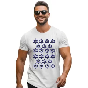 Camiseta branca Alfabeto Hebraico Estrela