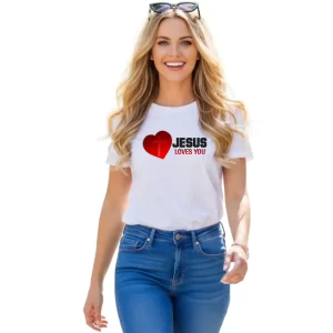 Camiseta branca Jesus Loves You