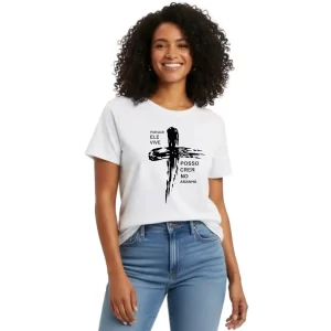 Camiseta branca Porque Ele Vive