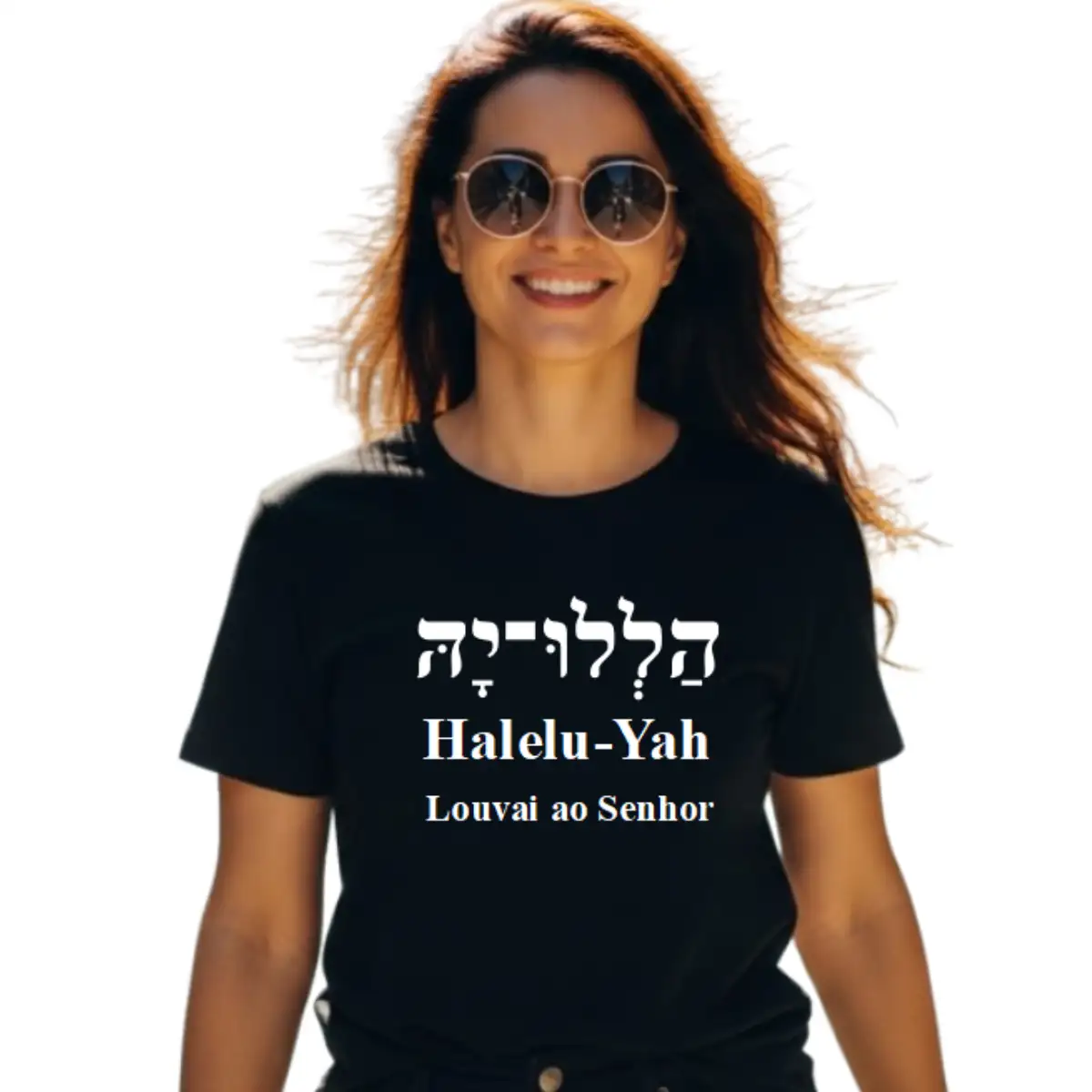 Camiseta preta Aleluia Hebraico